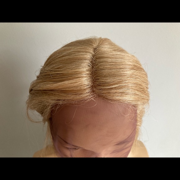 Honey blonde lace front wig human hair blend main image 2